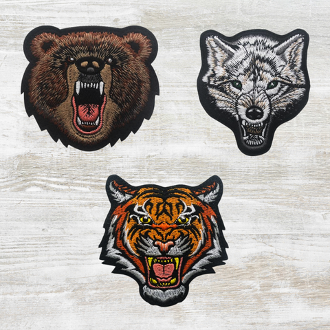 Bear/Wolf/Tiger Embroidered Velcro Patch