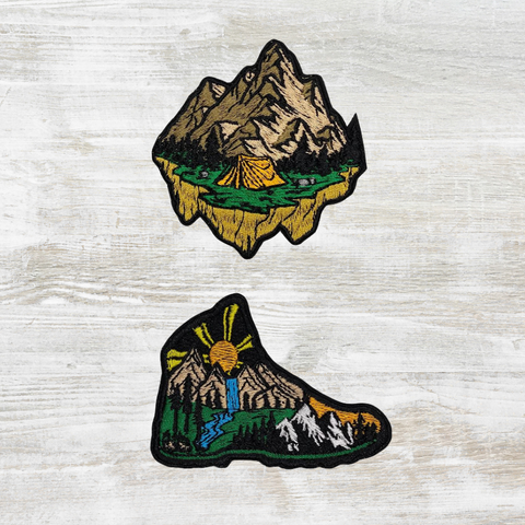 Mountain Scenery/Boot Scenery Embroidered Velcro Patch